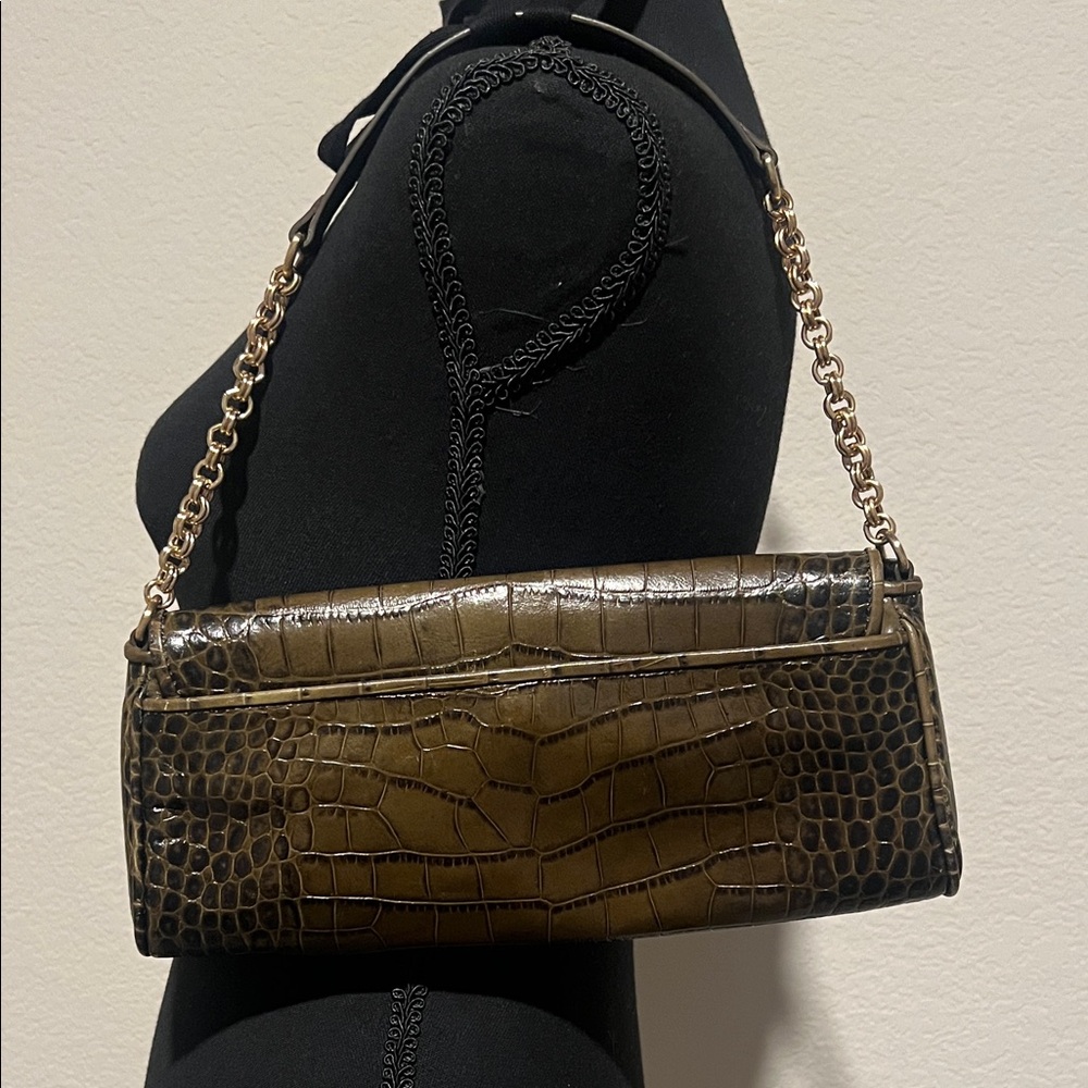 Ann Taylor Croc-Embossed Chain Shoulder Bag - Picture 2 of 7